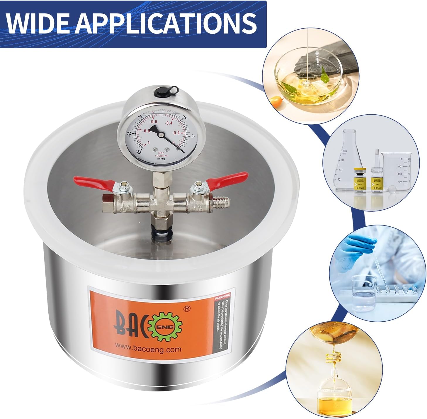 Gallon Vacuum Chamber Kit with 3.6 CFM 1 Stage Vacuum Pump HVAC
