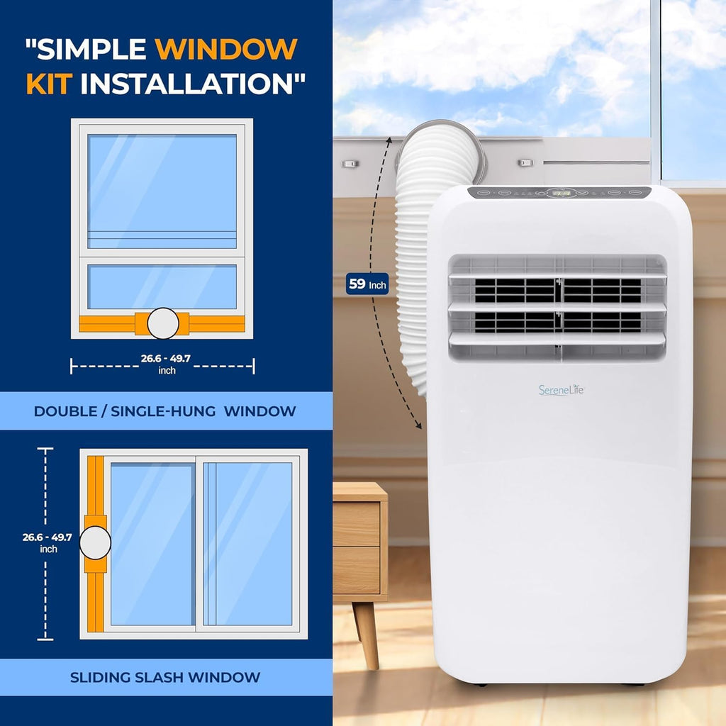 10,000 BTU Portable Air Conditioner– 4-in-1 AC Unit w/Cooling, Dehumidifier, Heater, & Fan– Includes Remote Control, Window Mount Kit, Quiet Operation, 24-Hour Timer