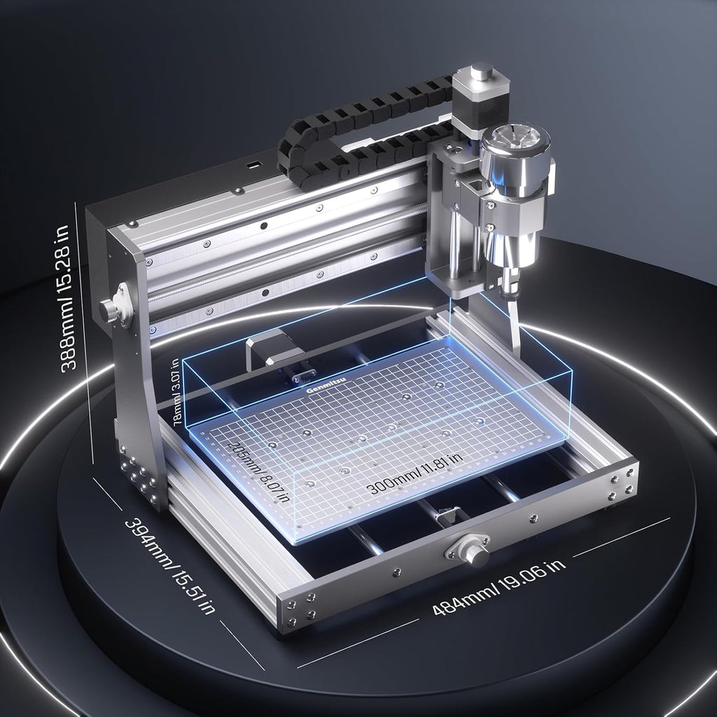 Router Kit GRBL Control 3 Axis Plastic Acrylic PCB PVC Wood Carving Milling Engraving Machine, XYZ Working Area 300x180x45mm