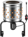 Stainless Steel Chicken Plucker, 92 Silicone Fingers, 20 inch Drum Diameter, Mobile with Wheels, Heavy Duty, Feathers Remover.