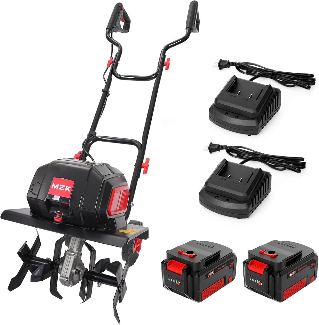 12-inch Cordless Garden Tiller, 12In Width and 8.6In Depth Garden Rototiller,Battery Powered Garden Cultivator for Lawn/Gardening/Soil Cultivation(2 * 4.0Ah Battery&Charger Included