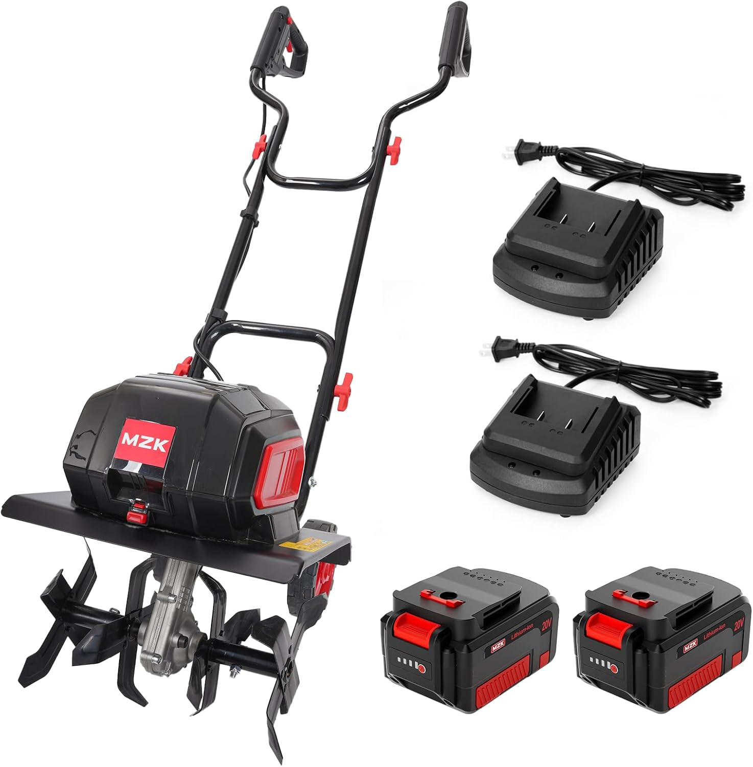 12-inch Cordless Garden Tiller, 12In Width and 8.6In Depth Garden Rototiller,Battery Powered Garden Cultivator for Lawn/Gardening/Soil Cultivation(2 * 4.0Ah Battery&Charger Included
