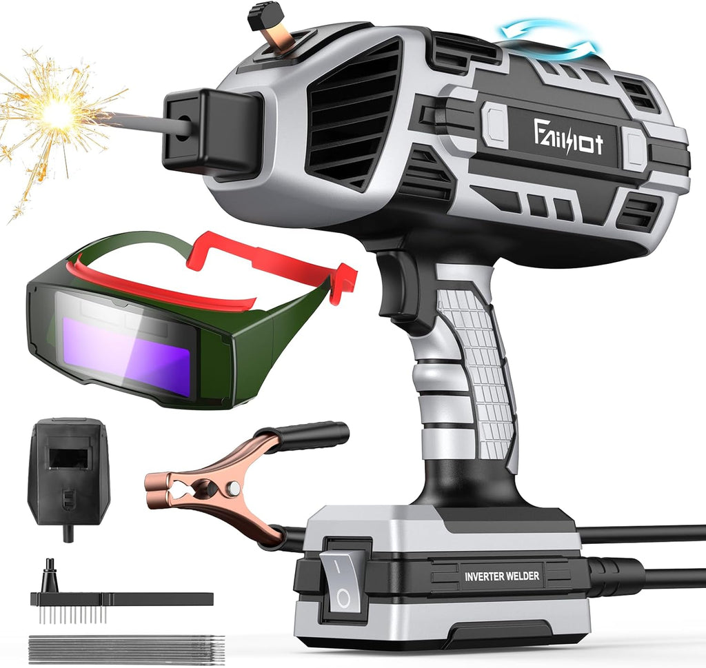 Portable Welding Machine 110V, 20-120A IGBT Inverter ARC Welder for 3/32"-1/8" Rods Handheld Electric Welding Machine Suitable Home Repairs, Professional Welding Projects - Auto Darkening Goggles