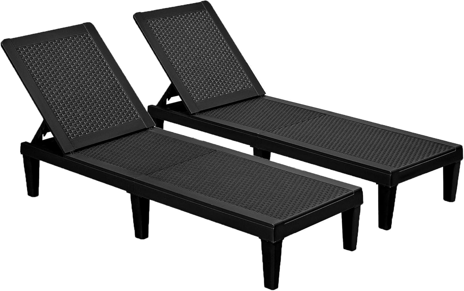Outdoor Chaise Lounge Chair Set of 2 for Outside Pool Patio, Adjustable Waterproof Easy Assembly Chaise Lounge Outdoor (Black)