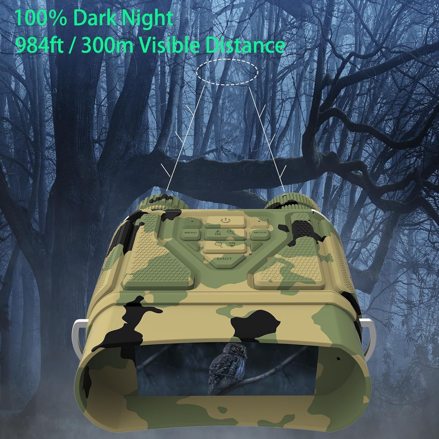 Night Vision Goggles - Night Vision Binoculars for Adults, FHD 1080P Infrared Digital Night Vision with 8X Zoom, 4000mAh Rechargeable Hunting Night Vision with 32GB Card (Black)