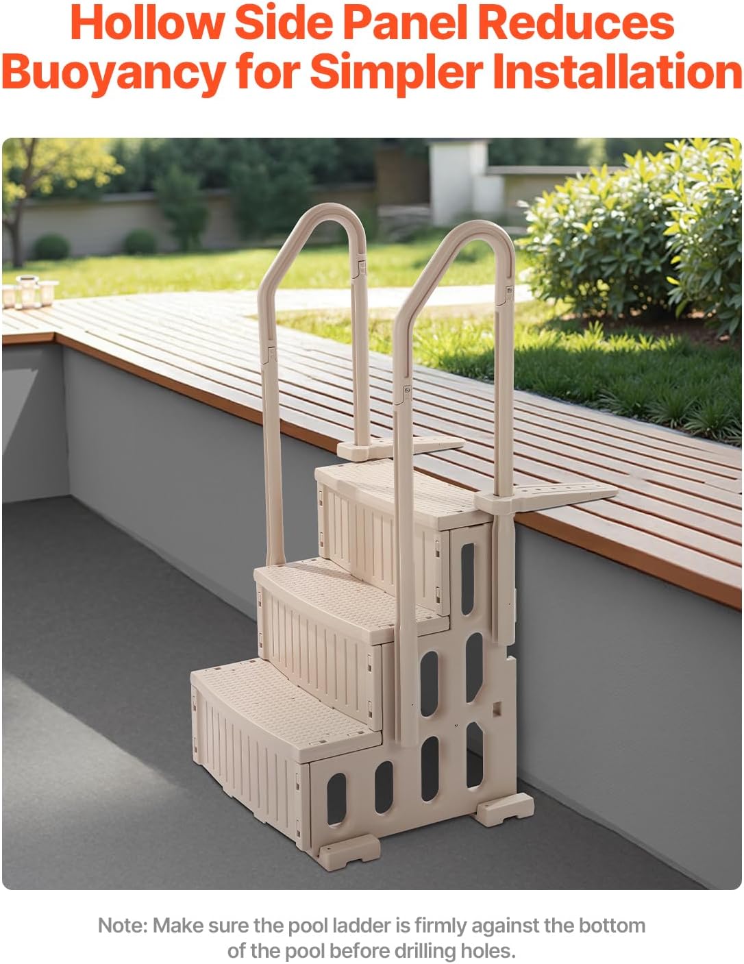 Swimming Pool Ladder, 4-Step Double Handrails Stairs with Non-Slip Heavy Duty Steps, Reliable 400 lbs Max Load Capacity, for 48-54 in Inground & Above-Ground Pools of Any Decking Surface, Grey