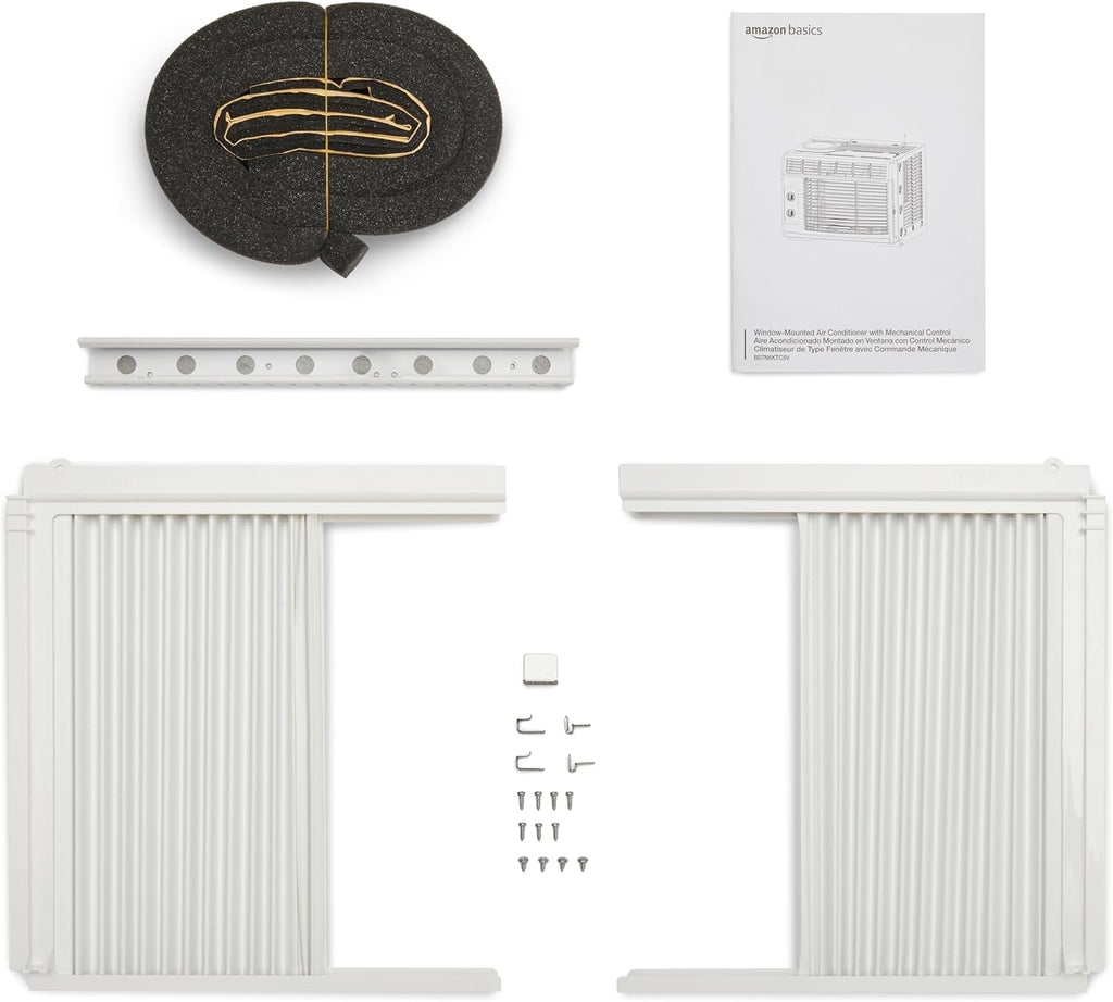 5000-BTU Small Window Air Conditioner, Up to 150 Sqf, Window AC Units with Cool and Fan Functions, Washable Filter, Adjustable Window Kit, Intuitive Mechanical Controls, White