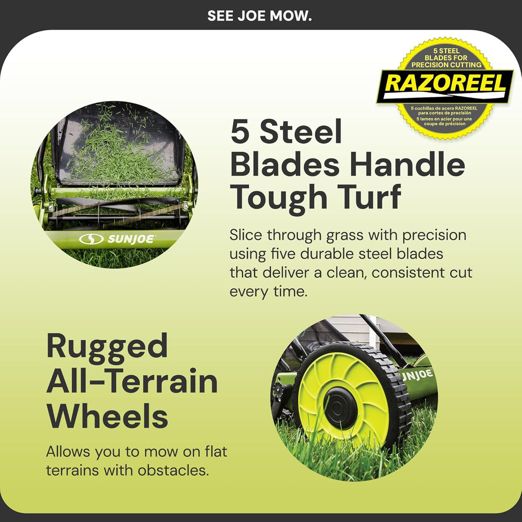 18-Inch Manual Reel Mower with Grass Catcher