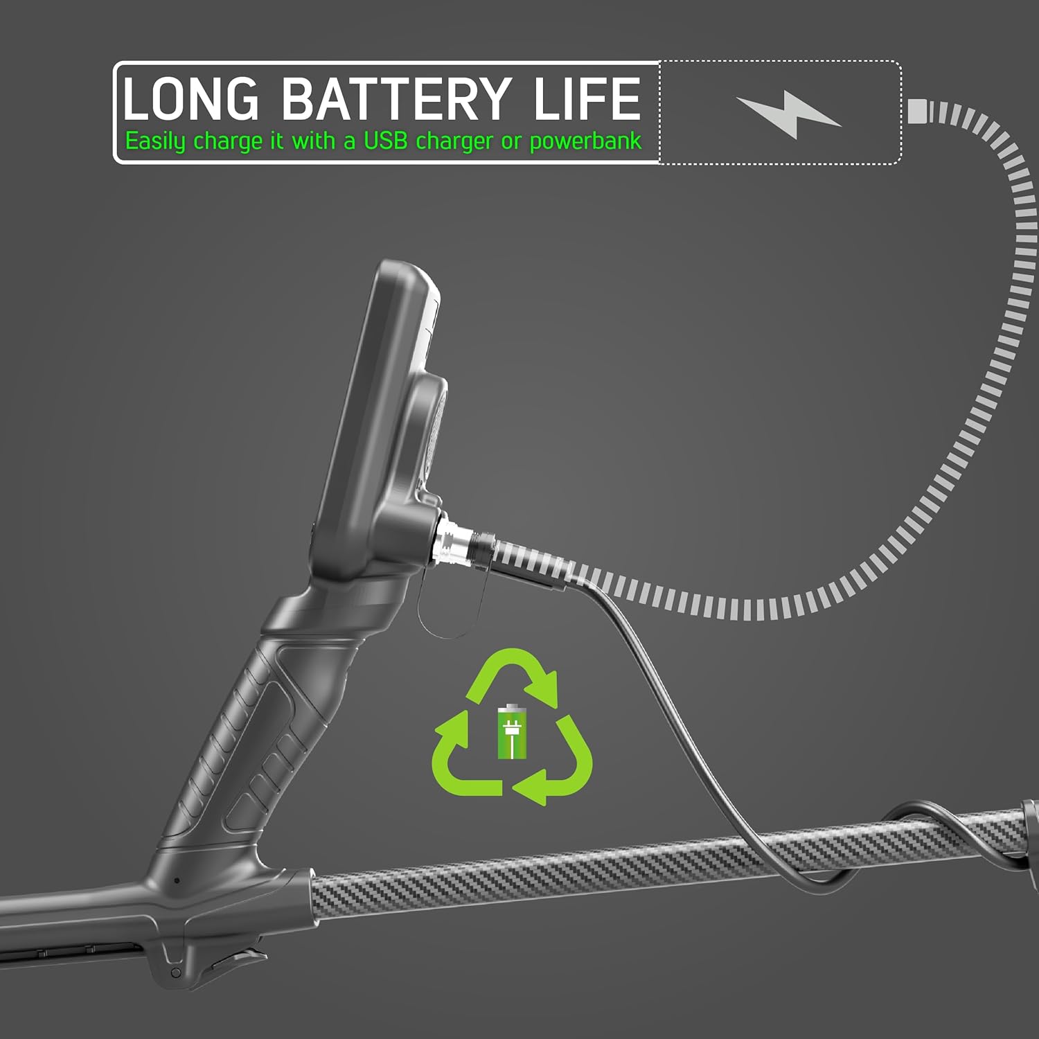Ultra Waterproof Metal Detector with Carbon Fiber Shaft and 11” Search Coil (Metal Detector)