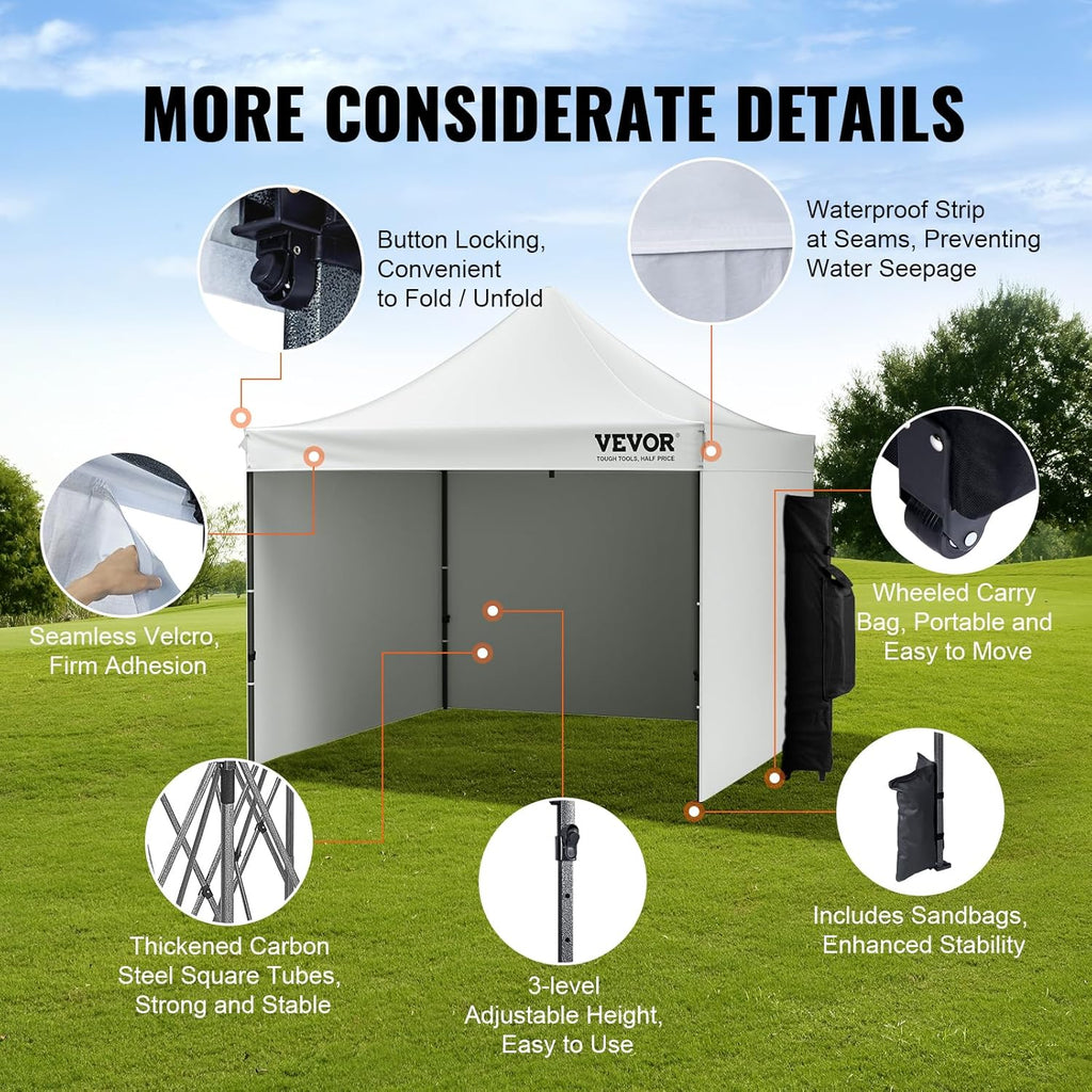 Pop up Canopy with Removable Sidewalls, Instant Canopies Portable Gazebo & Wheeled Bag, UV Resistant Waterproof, Enclosed Canopy Tent for Outdoor Events, Patio, Backyard, Party, Camping