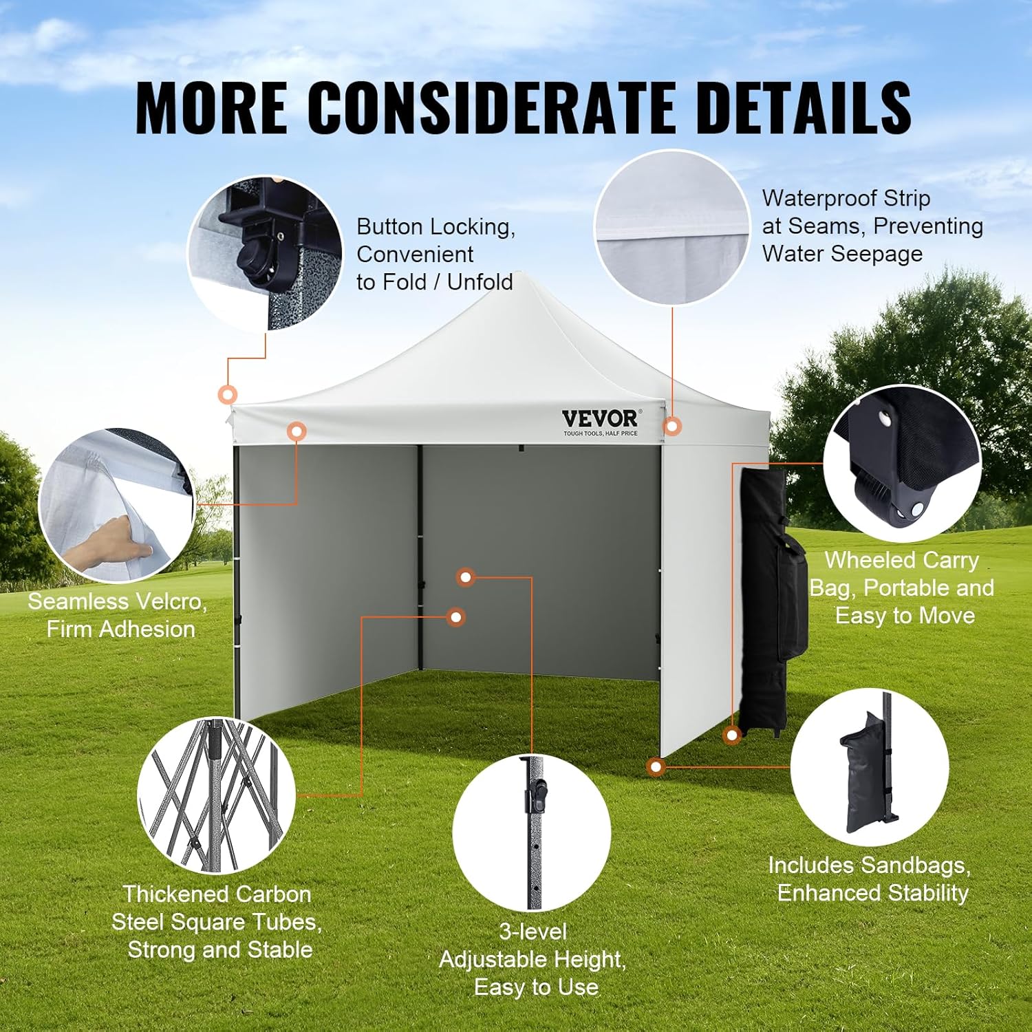 Pop up Canopy with Removable Sidewalls, Instant Canopies Portable Gazebo & Wheeled Bag, UV Resistant Waterproof, Enclosed Canopy Tent for Outdoor Events, Patio, Backyard, Party, Camping