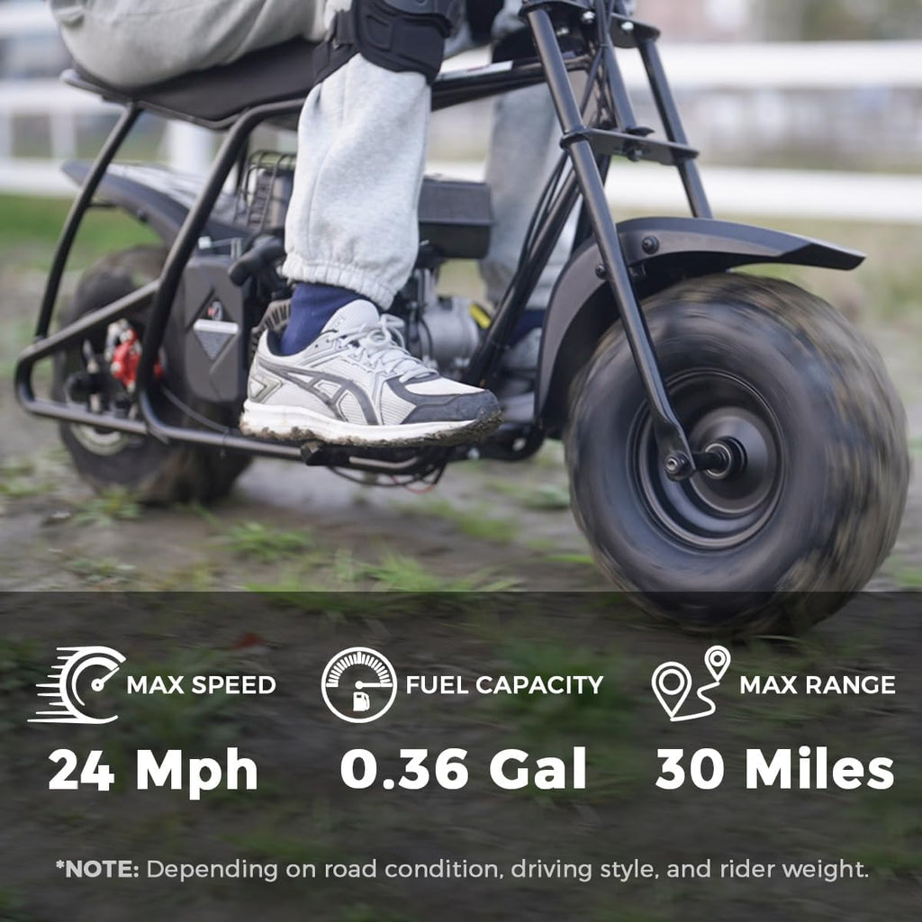 Mini Dirt Bike GMB100, 99 CC Gas Powered Mini Bike 4 Stroke 3HP, Off Road Mini Bikes for Kids and Adult, Trail Bike Up to 24 Mph, Weight Support Up to 185 LBS (Black)