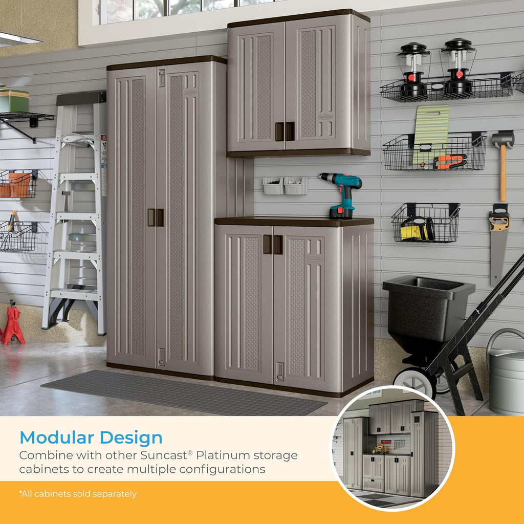 4 cubic feet resin material single-layer shelving garage wall storage cabinet, platinum gold color