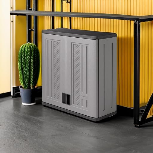 4 cubic feet resin material single-layer shelving garage wall storage cabinet, platinum gold color
