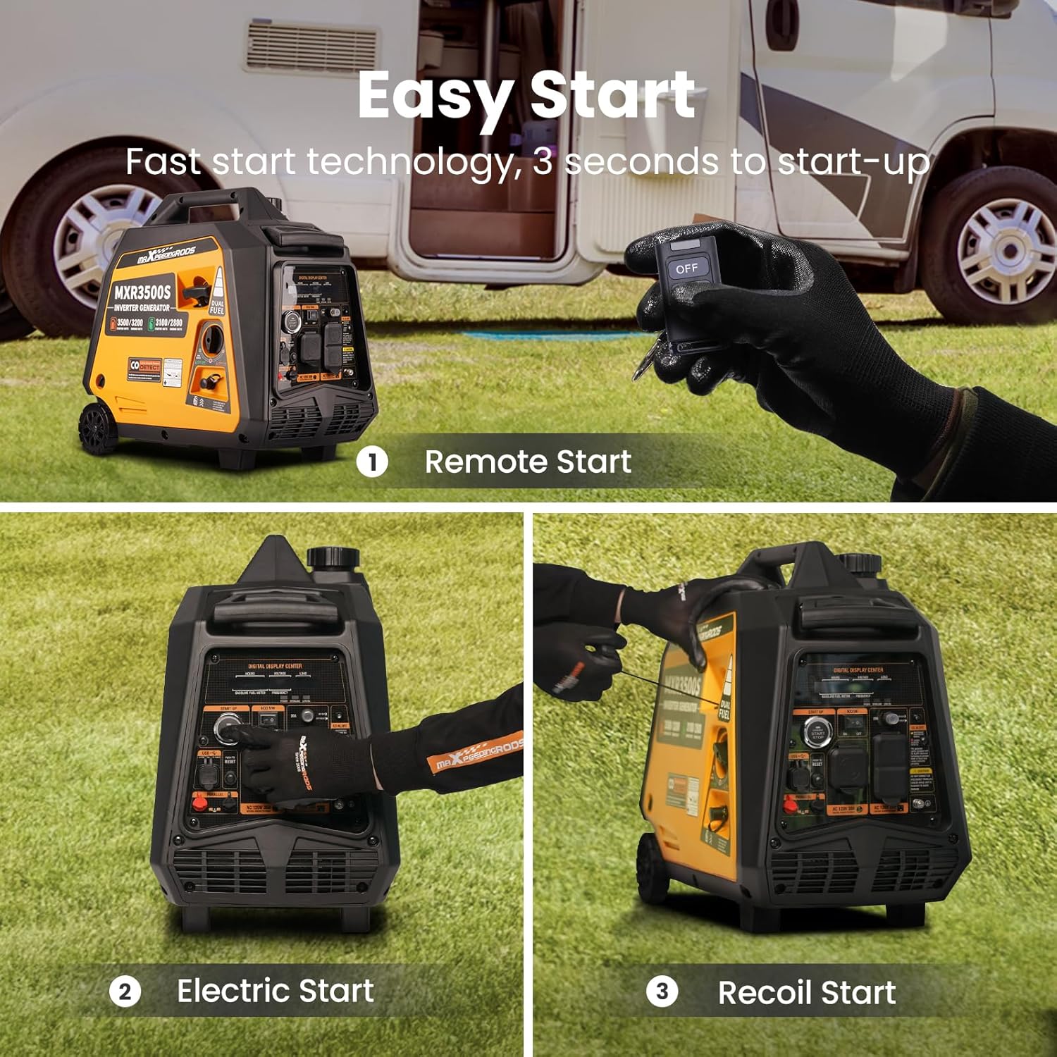3500W Portable Inverter Generator, RV Ready,for Outdoor Camping Trailer Event Commercial Mobile Power Supply Backup Event, Gas Powered, EPA Compliant,Compact & Lightweight 47LBs