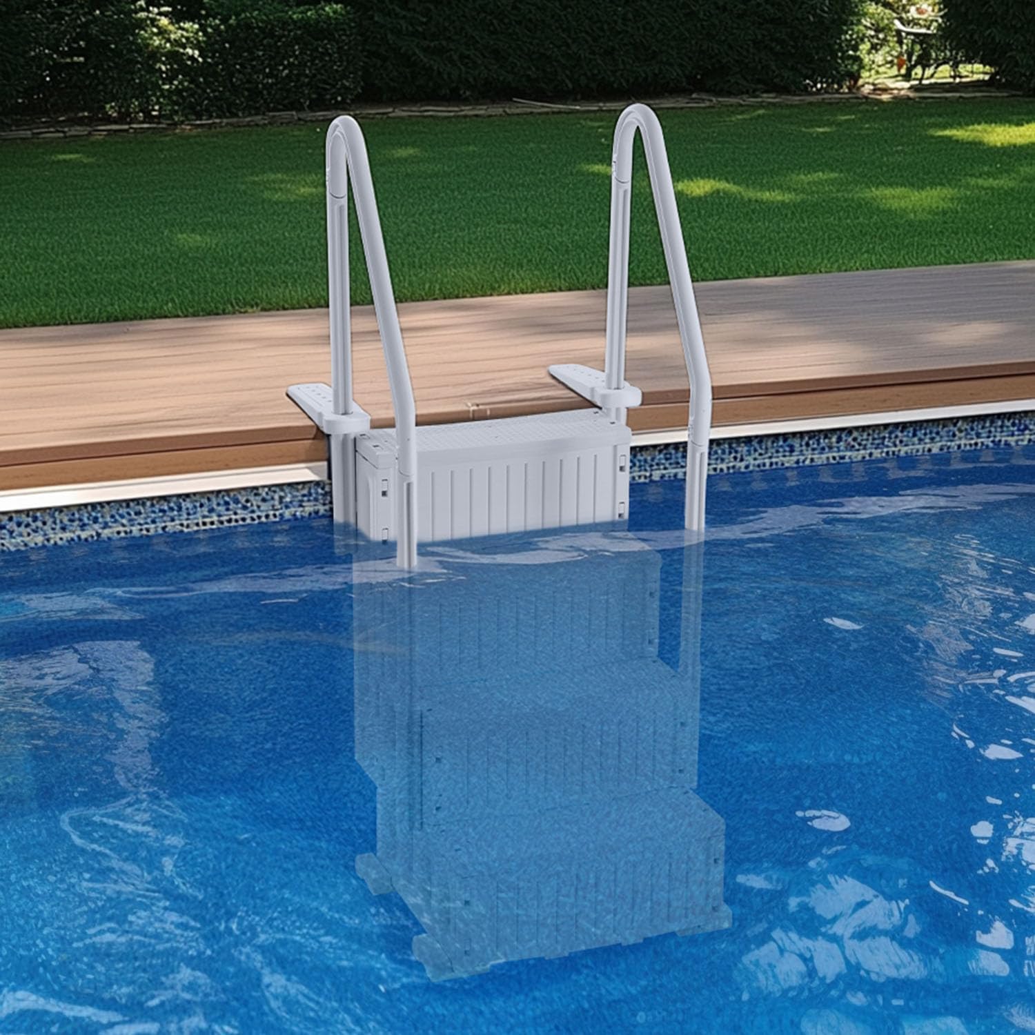 Swimming Pool Ladder, 4-Step Double Handrails Stairs with Non-Slip Heavy Duty Steps, Reliable 400 lbs Max Load Capacity, for 48-54 in Inground & Above-Ground Pools of Any Decking Surface, Grey