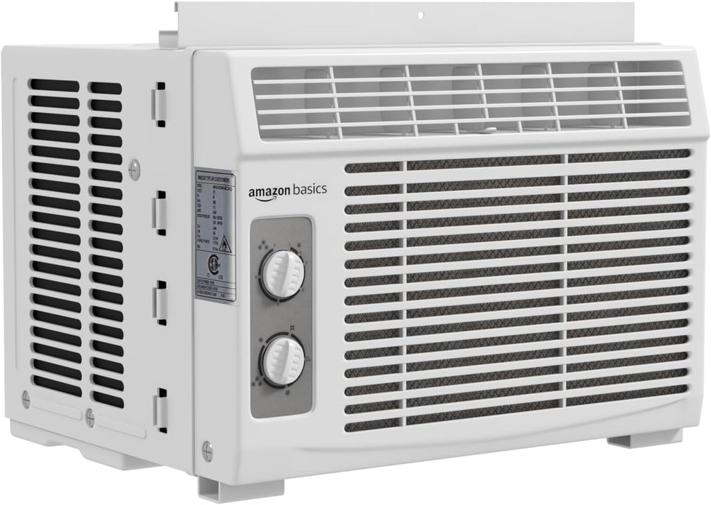 5000-BTU Small Window Air Conditioner, Up to 150 Sqf, Window AC Units with Cool and Fan Functions, Washable Filter, Adjustable Window Kit, Intuitive Mechanical Controls, White