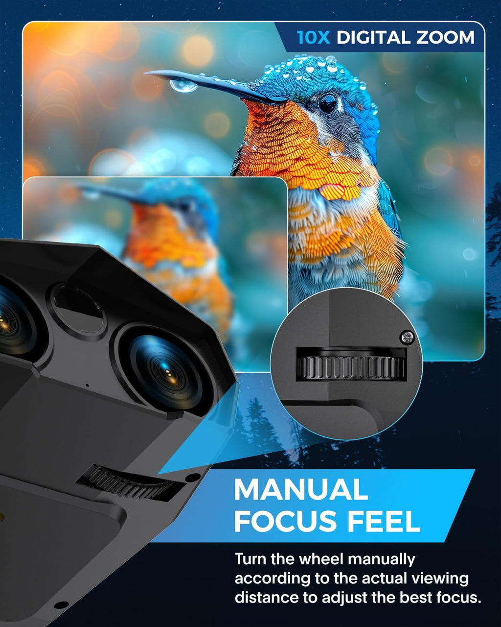 Night Vision Goggles - 5K Night Vision Binoculars for Adults, 5000mAh Rechargeable Infrared Binoculars with 3'' Large Screen, 10X Digital Zoom External Flashlight for Camping