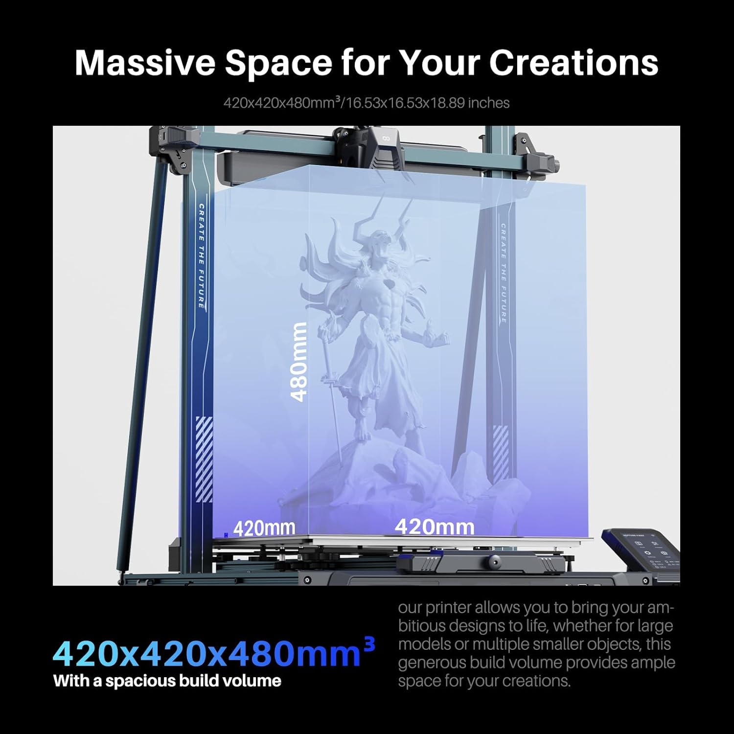3 Pro 3D Printer with Auto Bed Leveling, Dual-Gear Direct Extruder, Dual Lead Screw Drive, Removable Capacitive Screen,FDM 3D Printer with Filament Sensor Print Size 225 x 225 x 280 mm