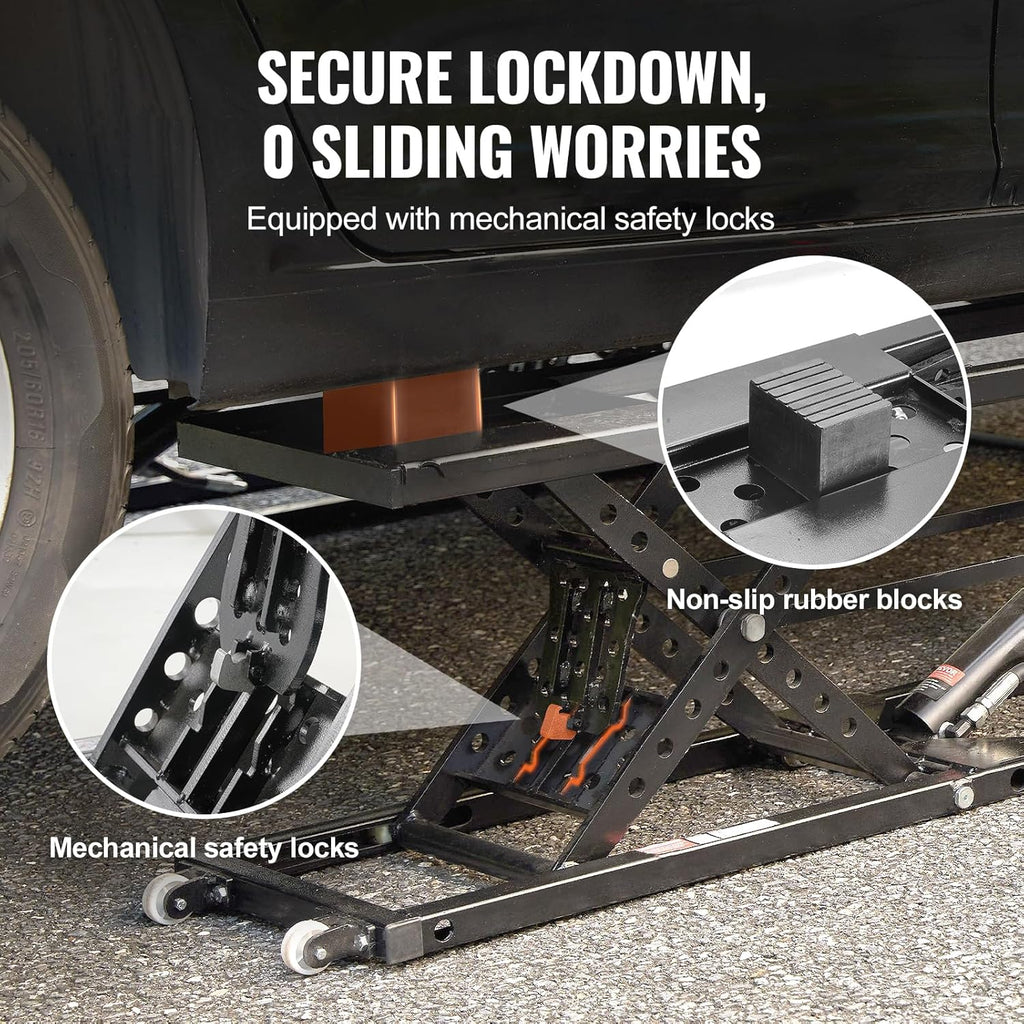 7,000 LBS Capacity Portable Car Lift, with Extended-Length Plates, 26.8" Max. Height, Heavy-Duty Carbon Steel Truck Lift with Power Unit for Home Garage Shop