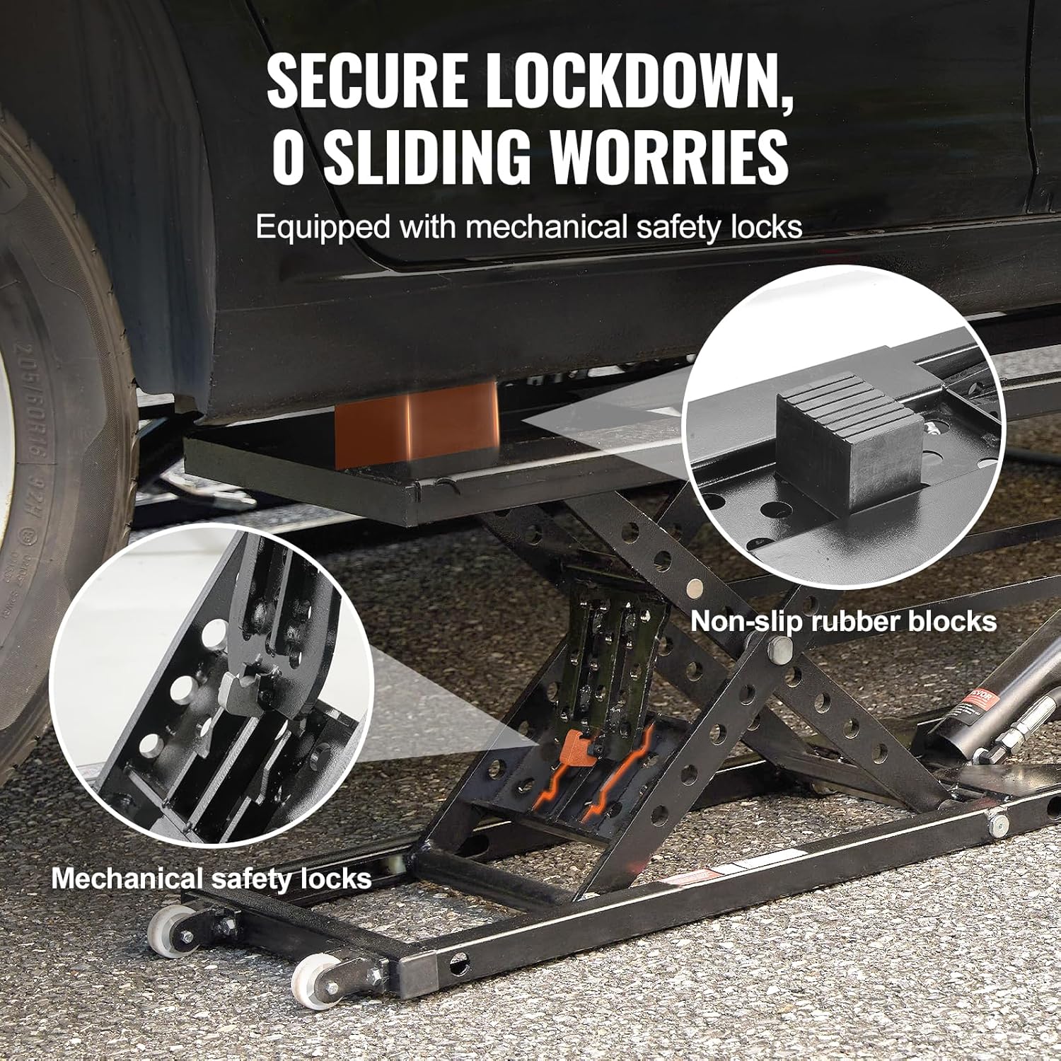 7,000 LBS Capacity Portable Car Lift, with Extended-Length Plates, 26.8" Max. Height, Heavy-Duty Carbon Steel Truck Lift with Power Unit for Home Garage Shop