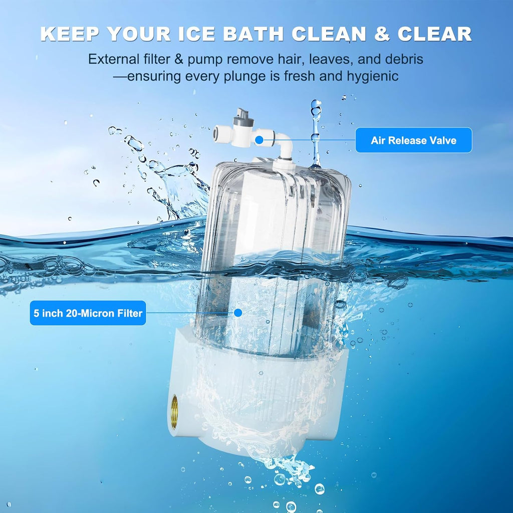 ColdPlunge Ice Bath Water Chiller for Cold Plunge Tubs, 1/3 HP Upgraded Ice Bath Chiller with External Filter Water Pump, Ideal for Cold Plunge Recovery Ice Bath Tubs Home Use 110V Cooling Chiller