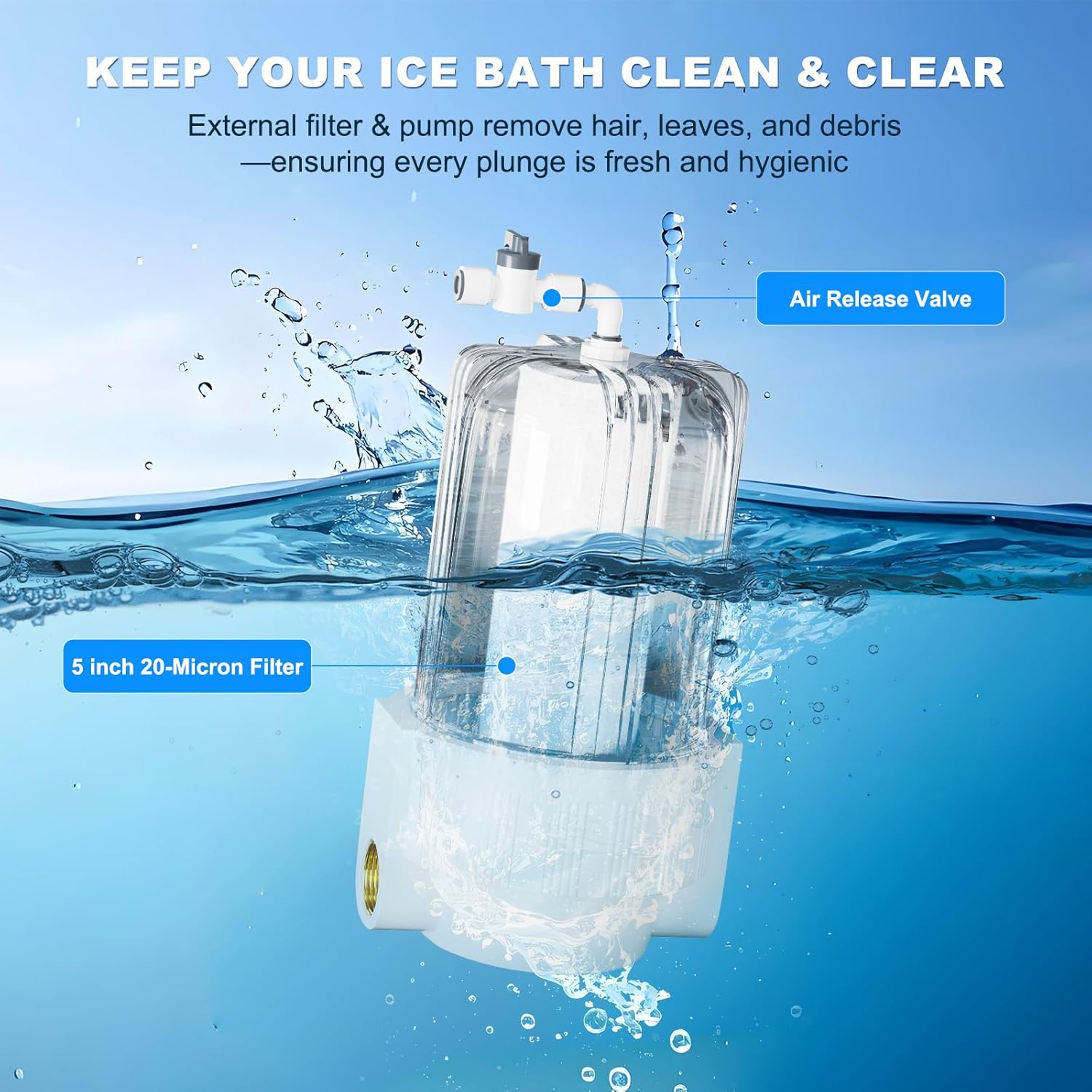 ColdPlunge Ice Bath Water Chiller for Cold Plunge Tubs, 1/3 HP Upgraded Ice Bath Chiller with External Filter Water Pump, Ideal for Cold Plunge Recovery Ice Bath Tubs Home Use 110V Cooling Chiller