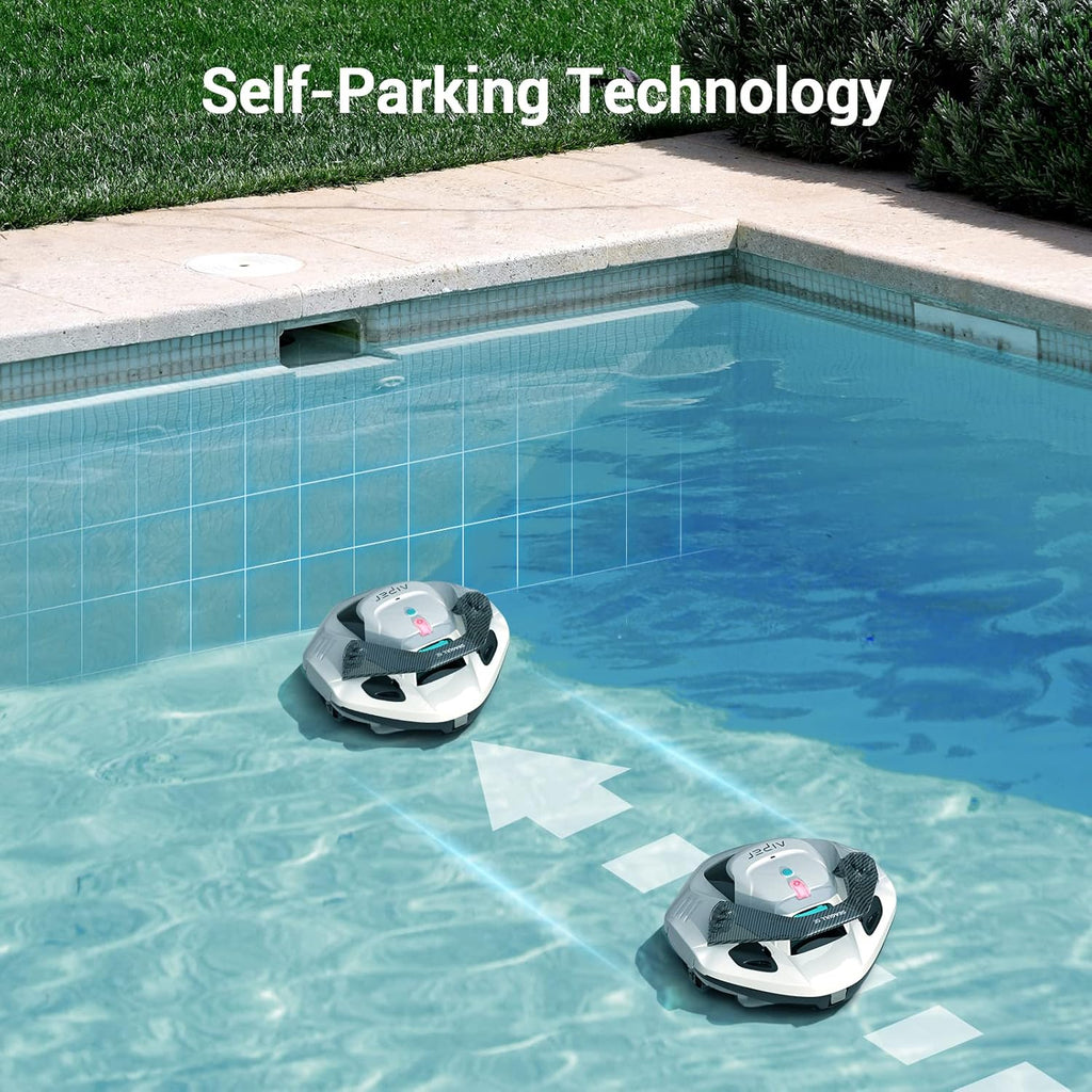 Cordless Robotic Pool Cleaner, Pool Vacuum Lasts 90 Mins, LED Indicator, Self-Parking, Ideal for Above/In-Ground Flat Pools up to 40 Feet