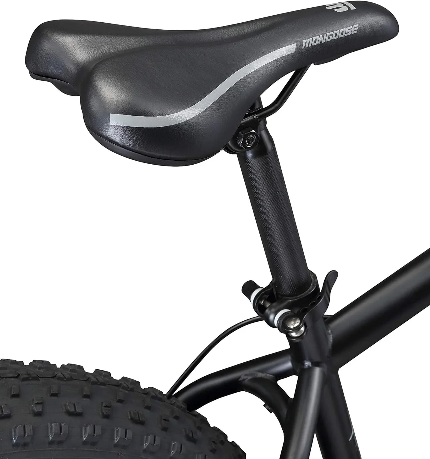 Malus Mens and Women Fat Tire Mountain Bike, 26-Inch Bicycle Wheels, 4-Inch Wide Knobby Tires, Steel Frame, 7 Speed Drivetrain, Shimano Rear Derailleur, Disc Brakes