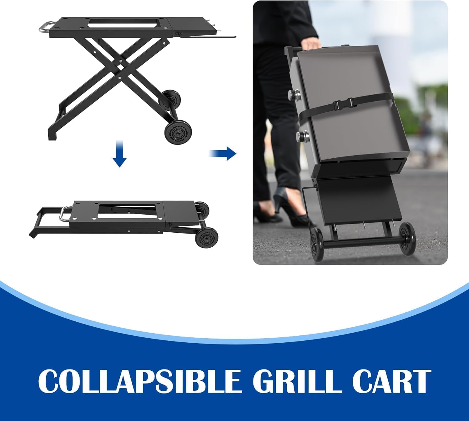 Portable Grill Table for Blackstone 22 Inch 17 Inch Tabletop Griddle Accessories Folding BBQ Table, Outdoor Grill Stand for Blackstone 22" 17" Griddle Stand with Wheels Side Table