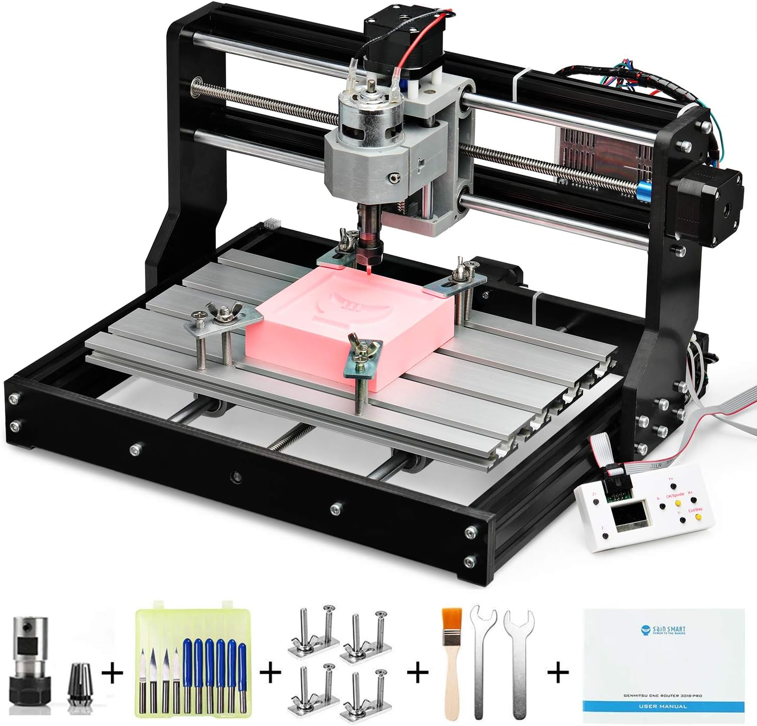 Router Kit GRBL Control 3 Axis Plastic Acrylic PCB PVC Wood Carving Milling Engraving Machine, XYZ Working Area 300x180x45mm