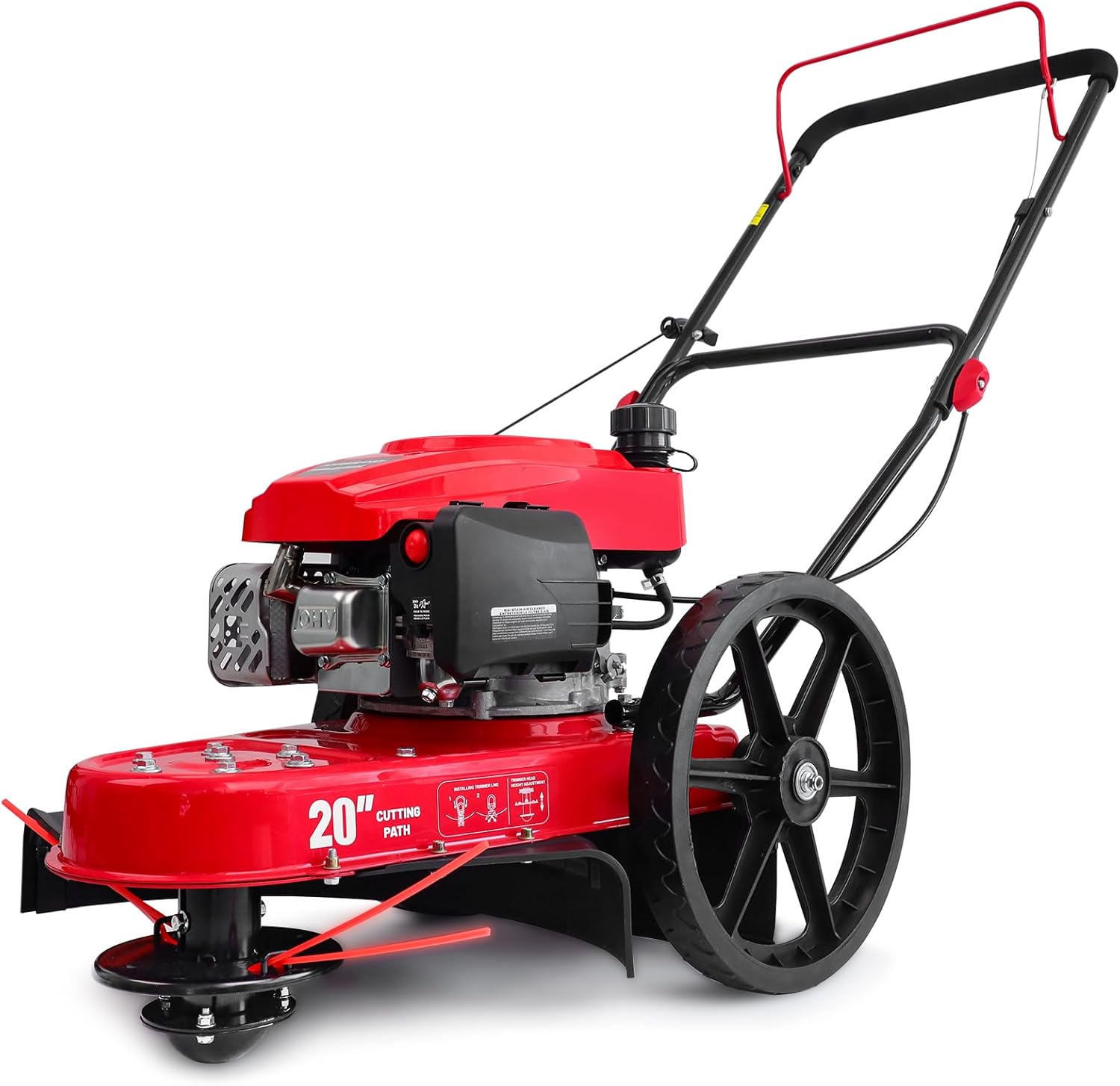 Walk Behind String Trimmer Mower, 22-Inch 161cc 4-Stroke Engine with High Wheel