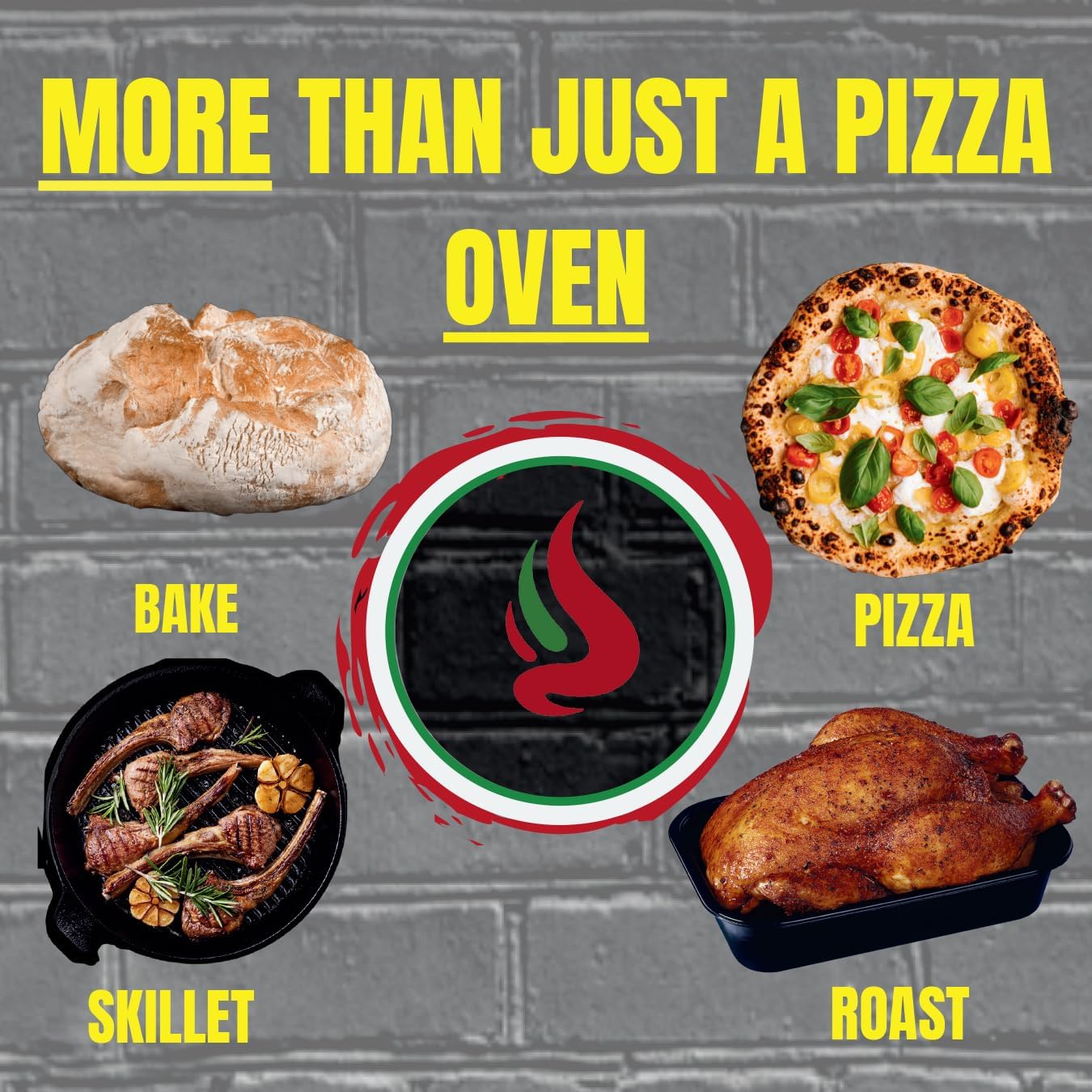 12000 BTU Multi-Fuel Countertop Table Top Stainless Steel Portable Outdoor Cooking Kitchen Backyard Propane Gas Pizza Making Baking Oven Roasting Grill - Pizza Stone Included