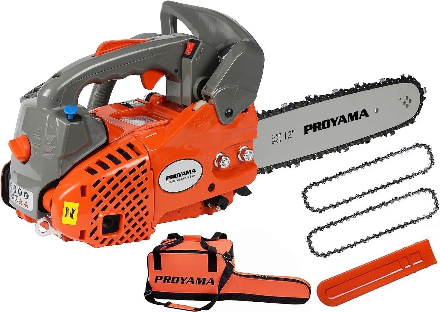 26CC 2-Cycle Top Handle Gas Powered Chainsaw 12 Inch Petrol Handheld Cordless Chain Saw for Tree Wood Cutting