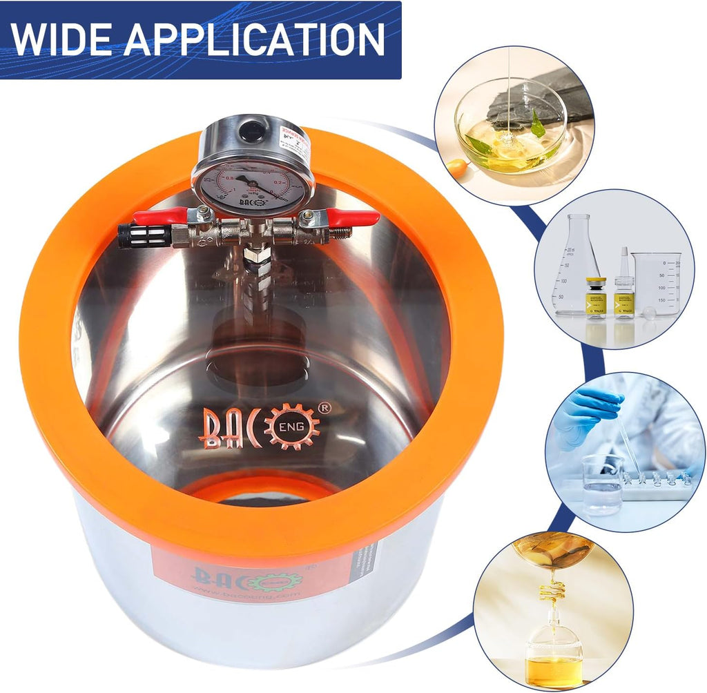 Gallon Vacuum Chamber Kit with 3.6 CFM 1 Stage Vacuum Pump HVAC