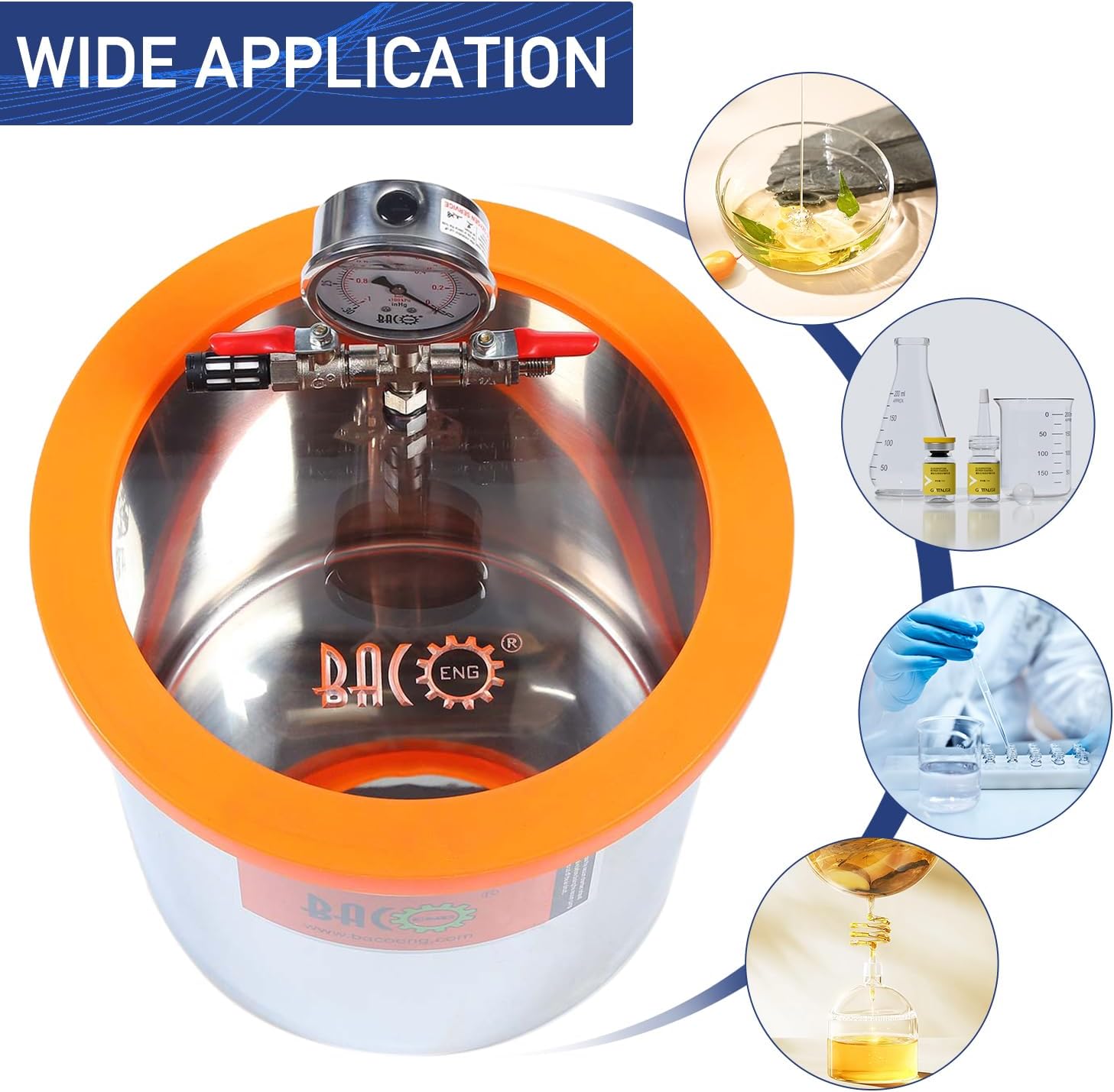 Gallon Vacuum Chamber Kit with 3.6 CFM 1 Stage Vacuum Pump HVAC