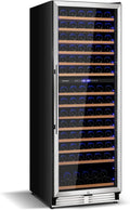 24-Inch Wine Cooler Refrigerator, 154-Bottle Dual Zone Wine Cellar with Dual Temperature Control, Tempered Glass Door, Memory Function, Freestanding or Built-in Wine Fridge for Home Bar
