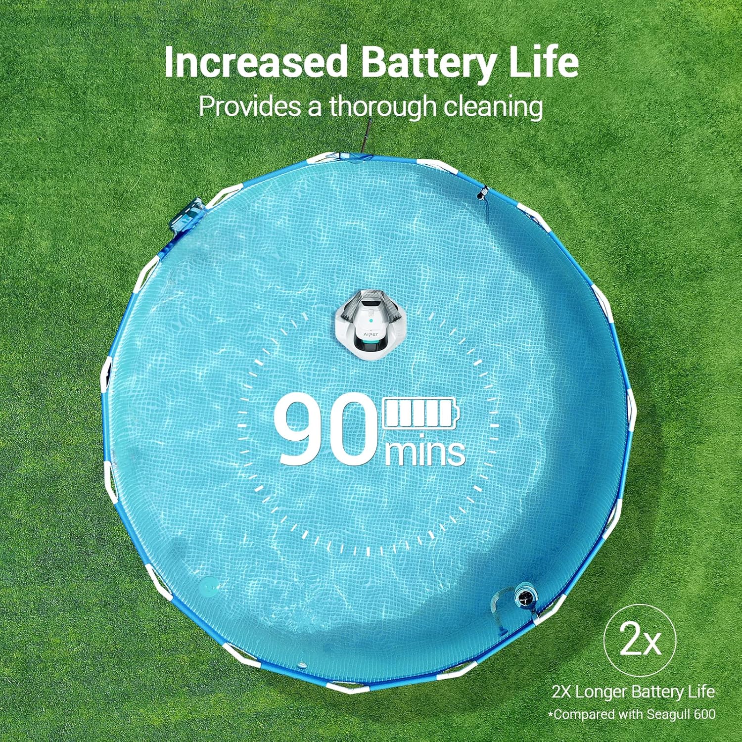Cordless Robotic Pool Cleaner, Pool Vacuum Lasts 90 Mins, LED Indicator, Self-Parking, Ideal for Above/In-Ground Flat Pools up to 40 Feet