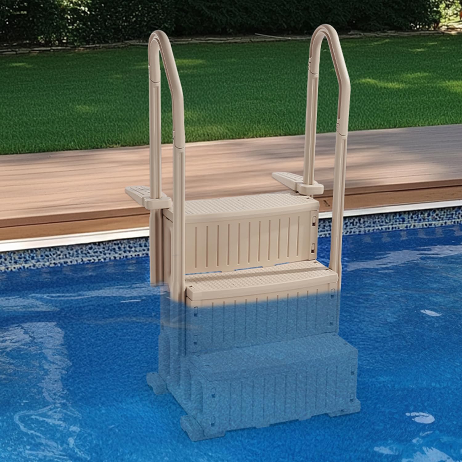 Swimming Pool Ladder, 4-Step Double Handrails Stairs with Non-Slip Heavy Duty Steps, Reliable 400 lbs Max Load Capacity, for 48-54 in Inground & Above-Ground Pools of Any Decking Surface, Grey