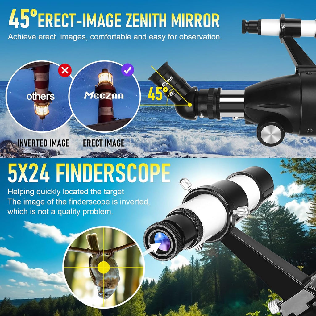 Telescope, Telescope for Adults High Powered Professional, 90mm Aperture 800mm AZ Mount Refractor Telescopes for Kids & Astronomy Beginners with Stainless Tripod & Carrying Bag & Phone Adapter