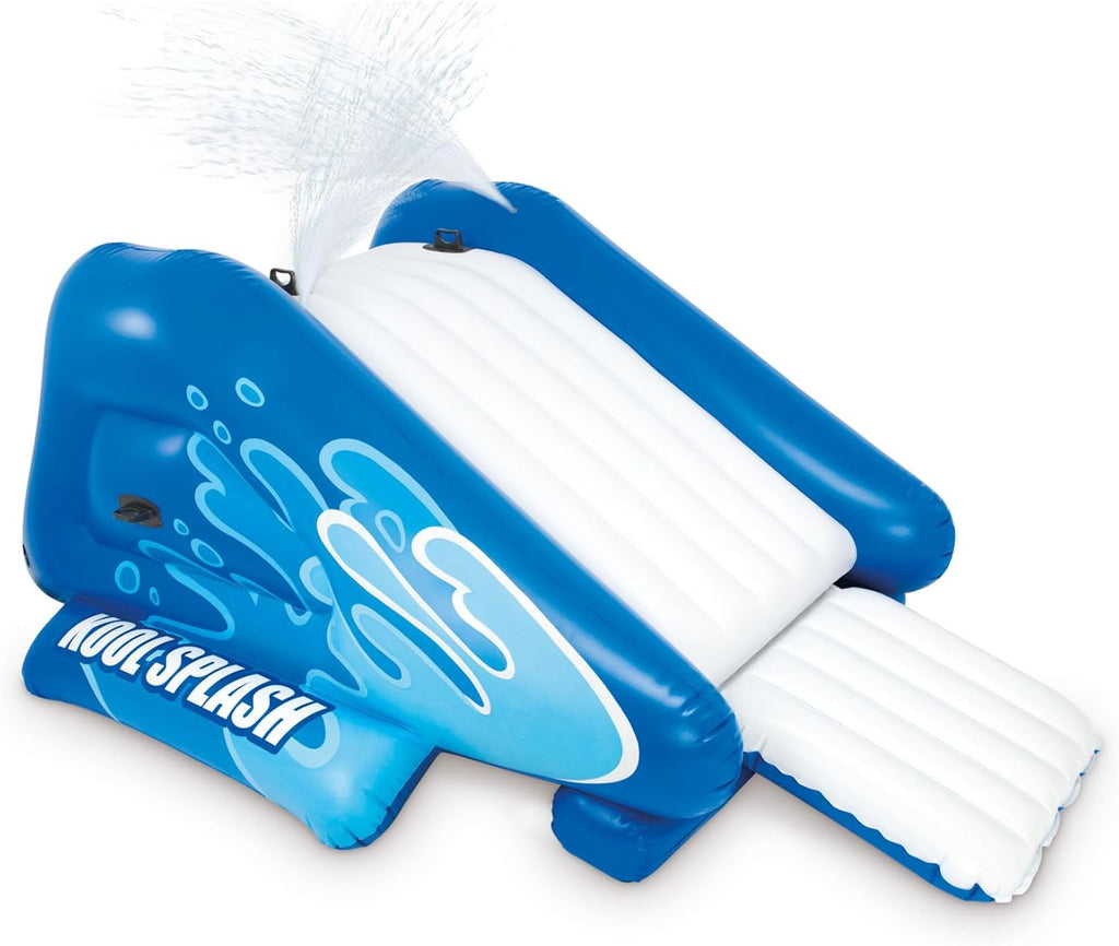 Splash Inflatable Water Slide Swimming Pool Play Center with Built in Sprayers for Kids and Adults, Ages 6 and Up, Blue
