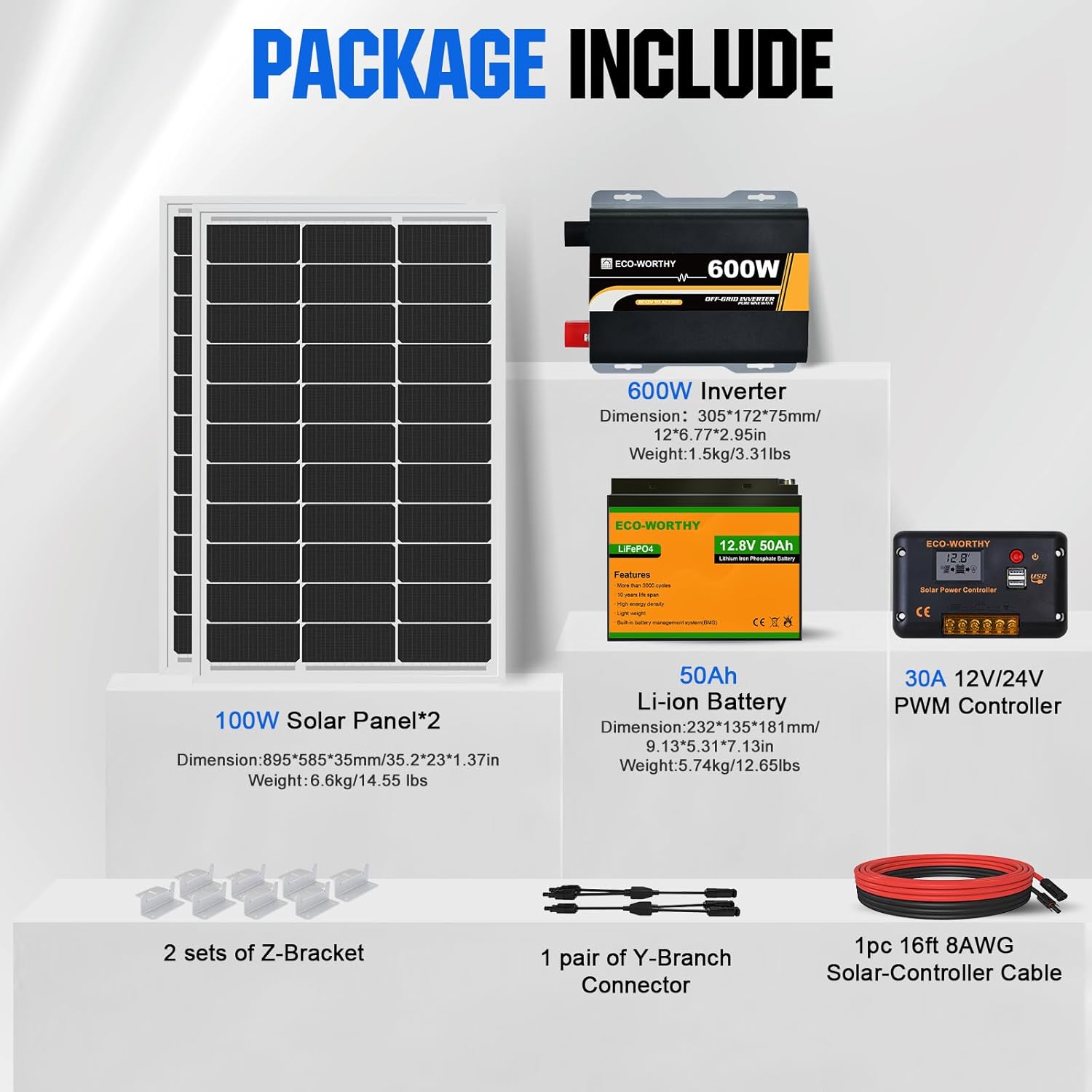 200 Watts 12 Volts Solar Panel Starter Kit for RV, Camper, Shed, Trailer, Cabins, Water Pump and Any Other Off Grid Applications