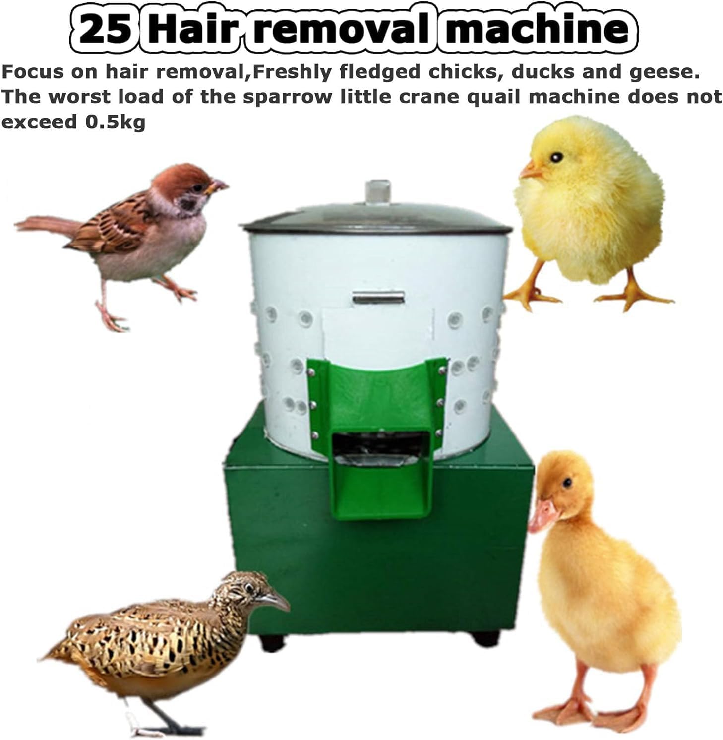 Commercial Chicken Plucker, Poultry De-featherer with 110 Rubber Fingers, 60W High-Efficiency Hair Plucking, Stainless Steel, for Duck Goosey Farm