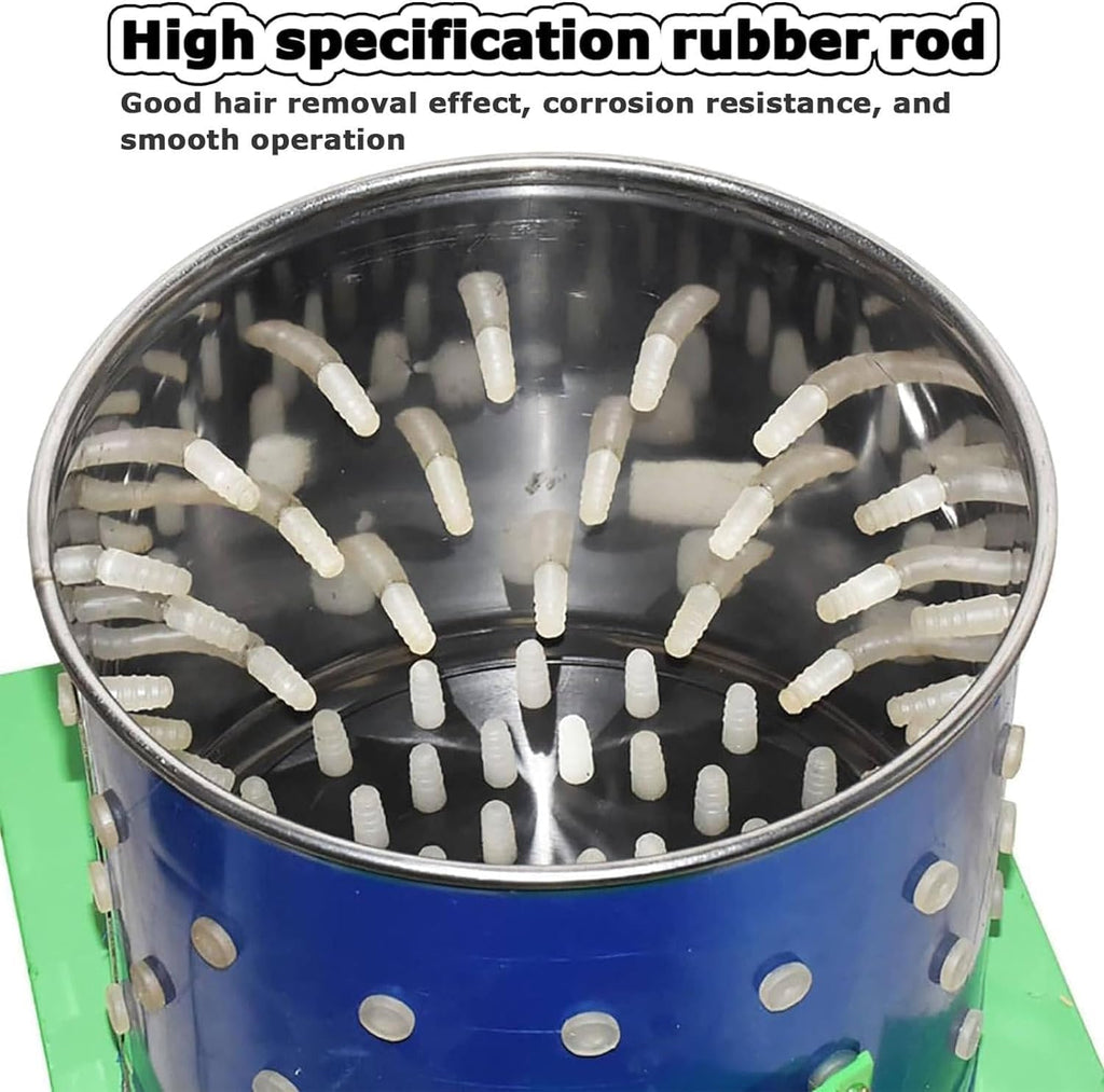 Commercial Chicken Plucker, Poultry De-featherer with 110 Rubber Fingers, 60W High-Efficiency Hair Plucking, Stainless Steel, for Duck Goosey Farm