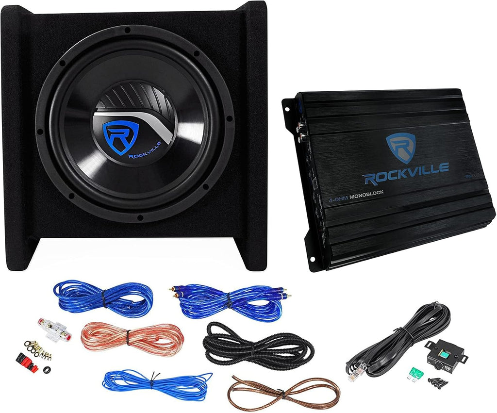 1200W Dual 12" Car Subwoofer Enclosure, Mono Amplifier, Amp Kit, Deep Bass, Durable Build, Easy Install, Perfect for Car Audio Enthusiasts