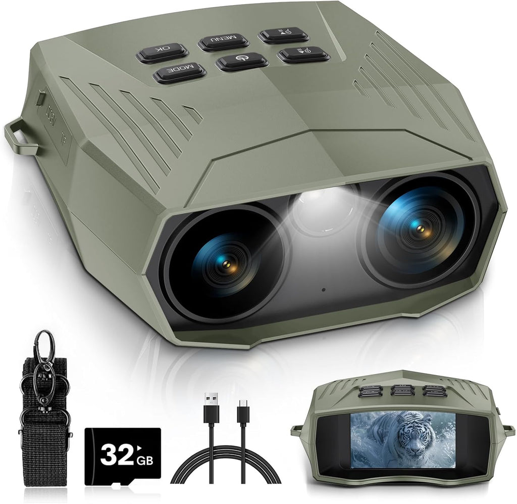 Night Vision Goggles - 5K Night Vision Binoculars for Adults, 5000mAh Rechargeable Infrared Binoculars with 3'' Large Screen, 10X Digital Zoom External Flashlight for Camping