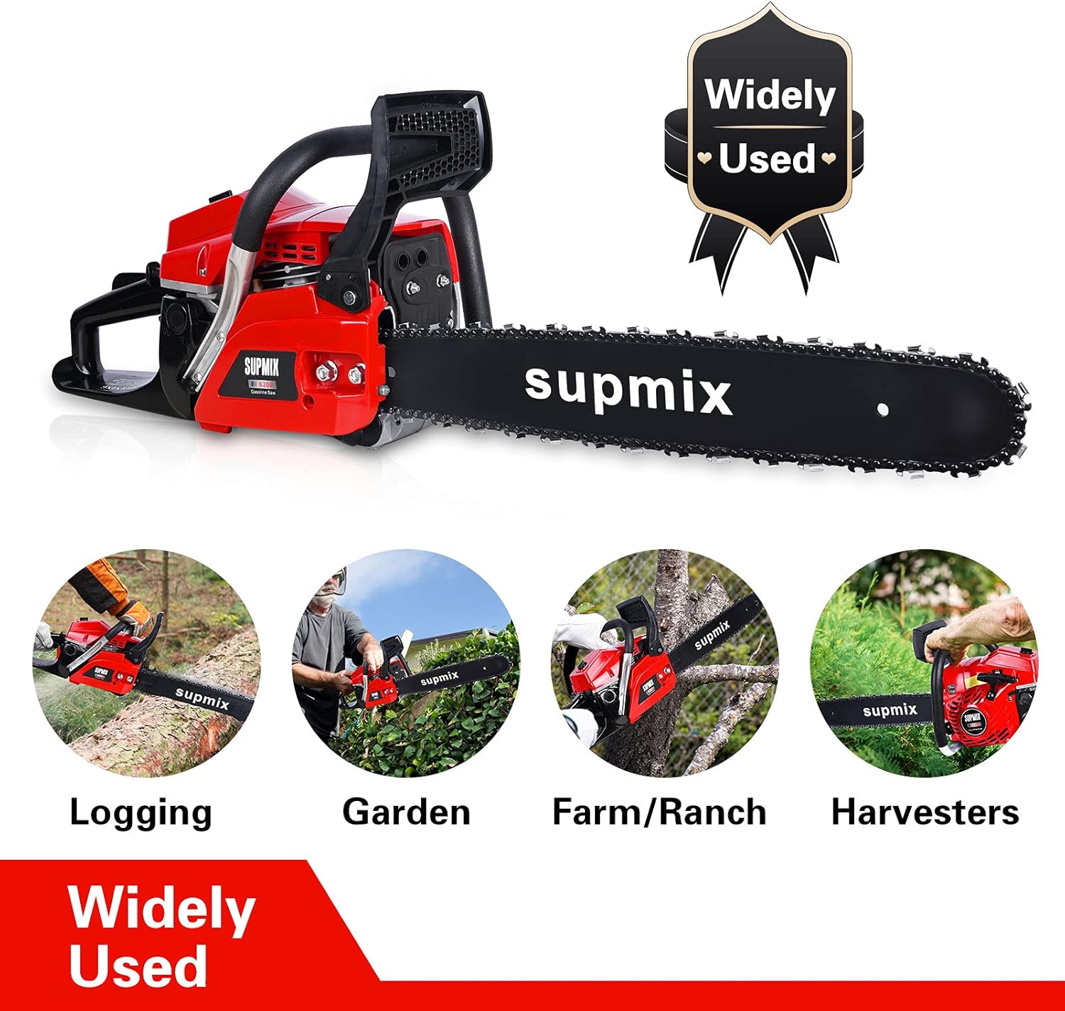 20-Inch Gas Powered Chainsaw,62cc Petrol Chainsaw Garden Tools,3.4HP 2 Cycle Gasoline Powered Chain Saws Handheld Cordless Petrol Chainsaws for Tree Cutting Outdoor Home Farm All Parts