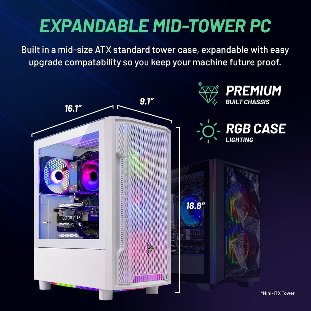 Gaming Shadow Gaming PC Desktop – Intel Core i7 13700F 2.1 GHz, NVIDIA RTX 4060, 1TB NVME SSD, 16GB DDR4 RAM 3200, 600W Gold PSU, 360mm AIO, 11AC Wi-Fi, Windows 11 Home 64-bit,Black