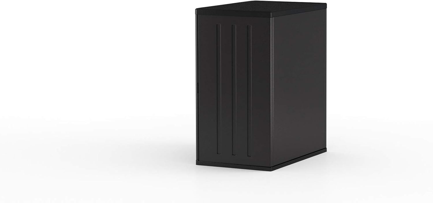 Suncast Commercial Heavy-Duty 9 Cubic Ft. Resin Storage Cabinet with Lockable Handles, Adjustable Metal-Reinforced Shelves for Garage or Workspace, Black, Made in The USA