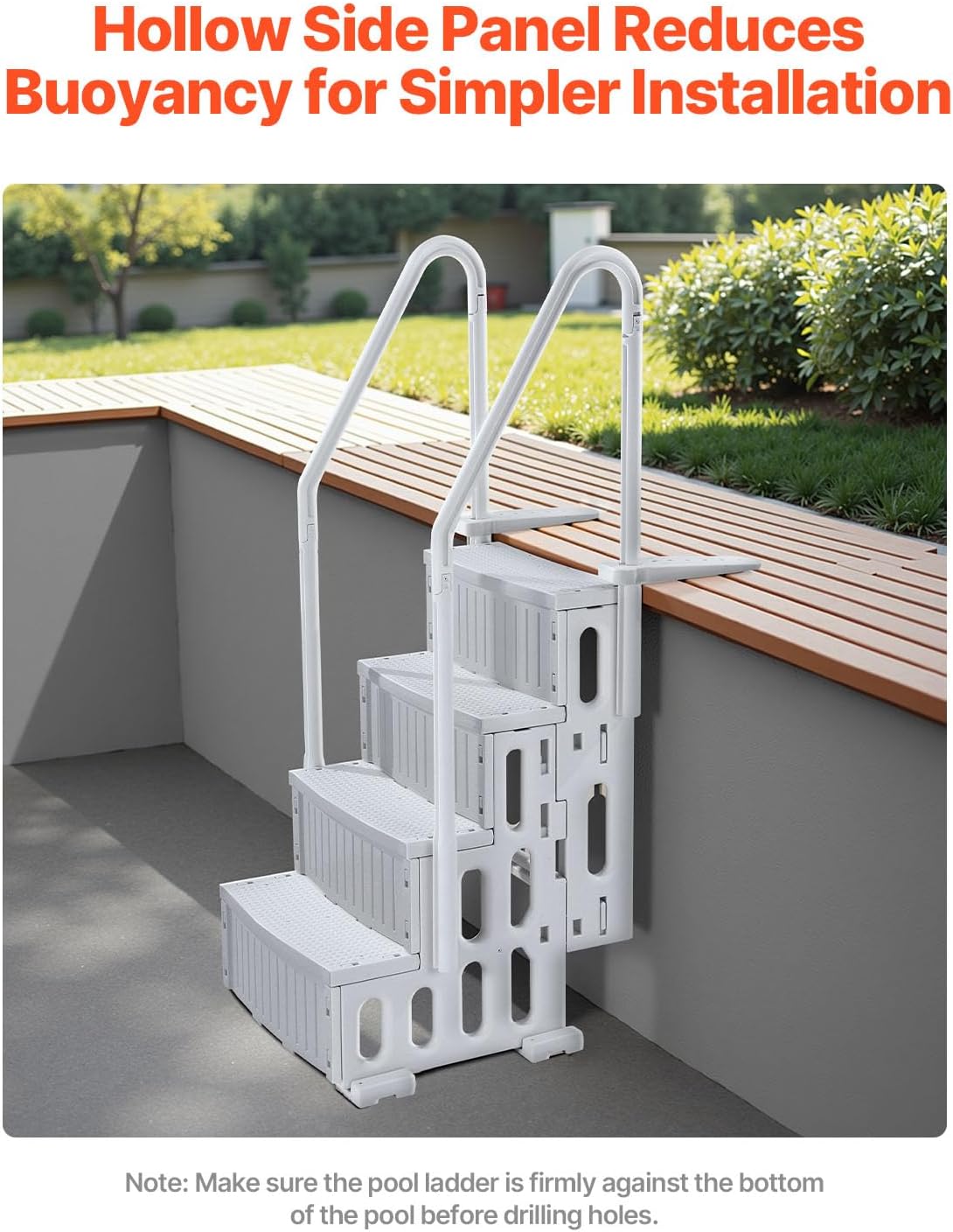 Swimming Pool Ladder, 4-Step Double Handrails Stairs with Non-Slip Heavy Duty Steps, Reliable 400 lbs Max Load Capacity, for 48-54 in Inground & Above-Ground Pools of Any Decking Surface, Grey